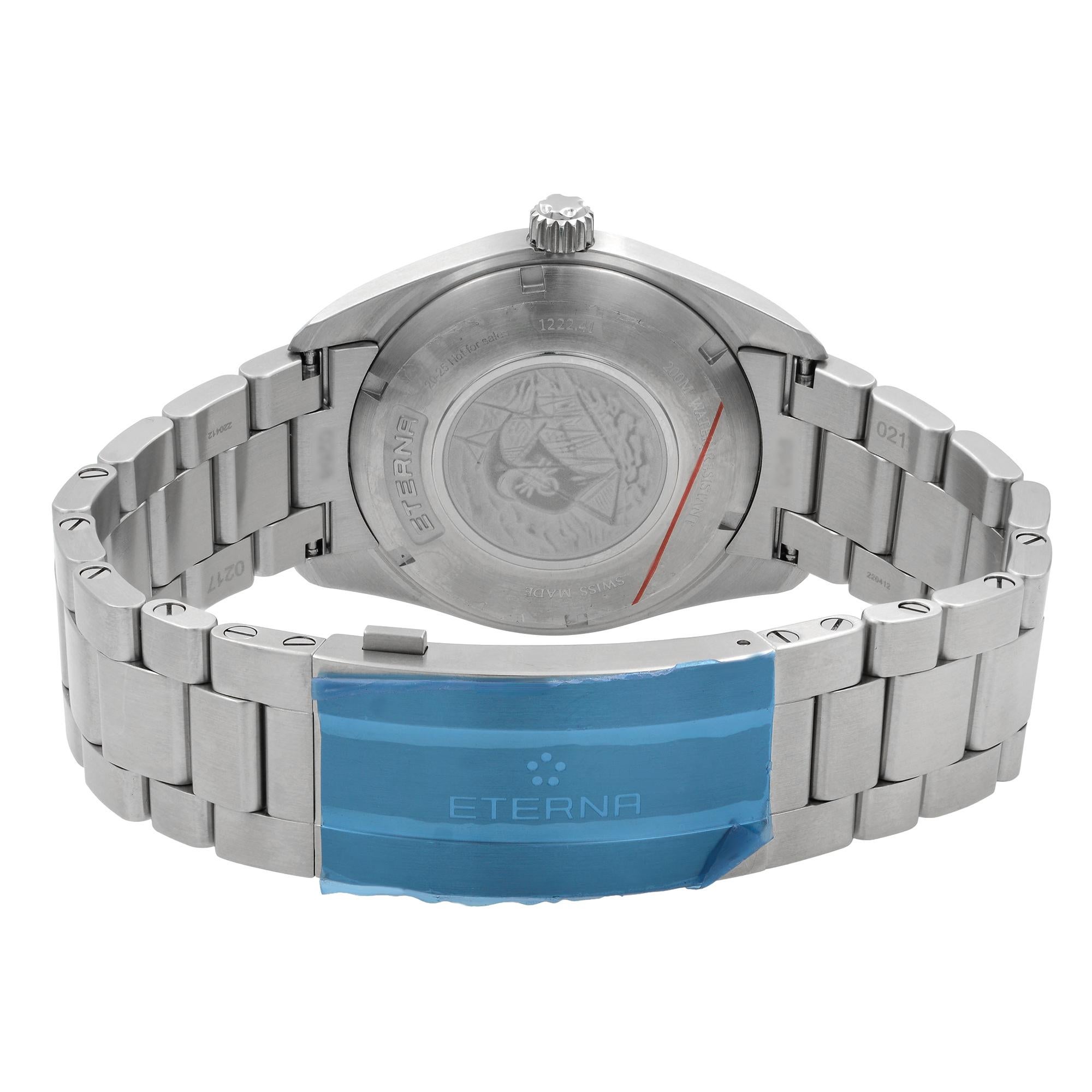 Eterna KonTiki Stainless Steel Date Automatic Men’s Watch 1222.41.41.0217 In Excellent Condition In New York, NY