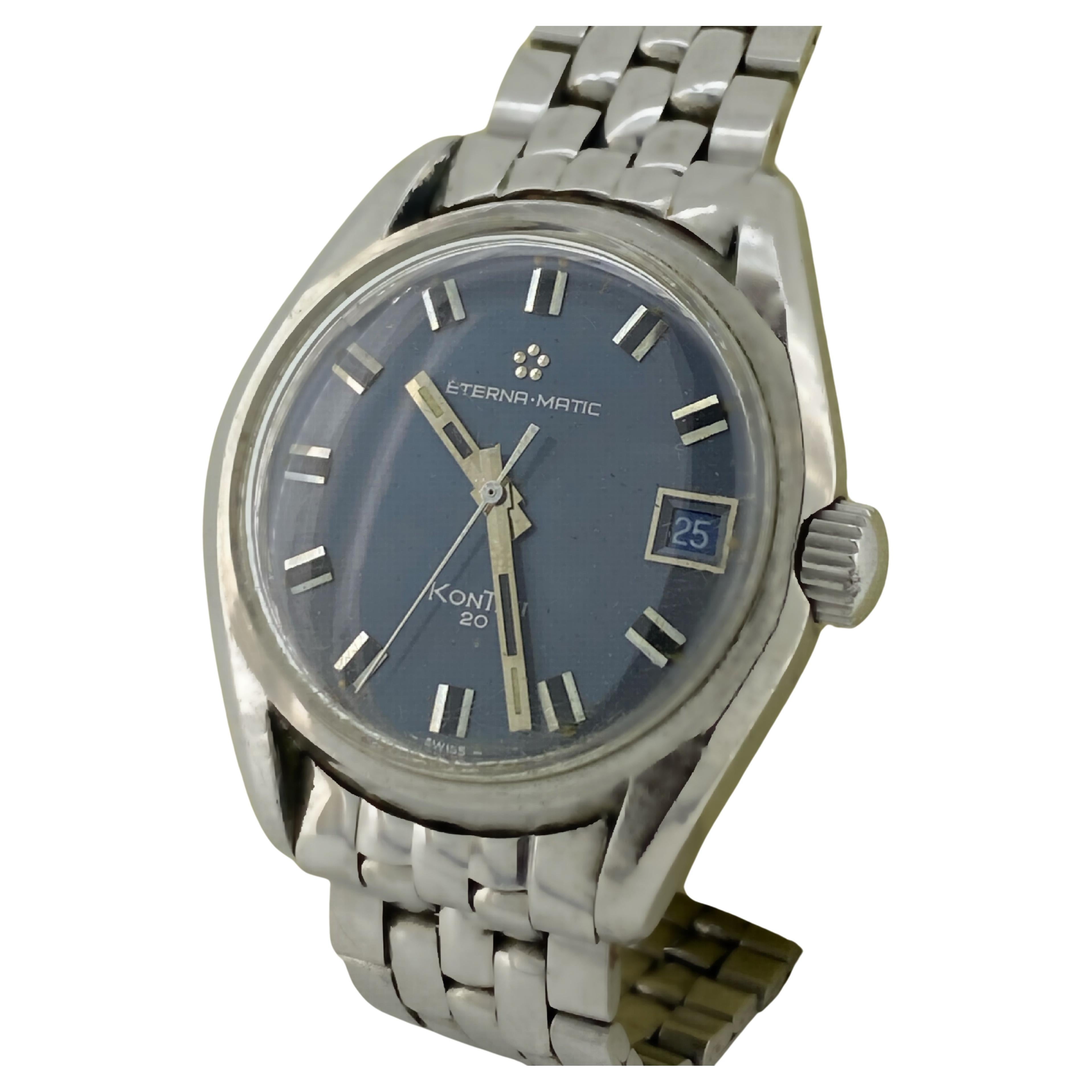 Eterna-matic KonTiki 20 c1968 Automatic Watch, Gay Freres Eterna Bracelet + Box For Sale