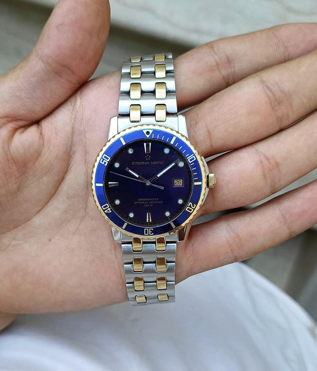 Eterna Matic Kontiki Chronometer Gold & Steel Watch For Sale 8