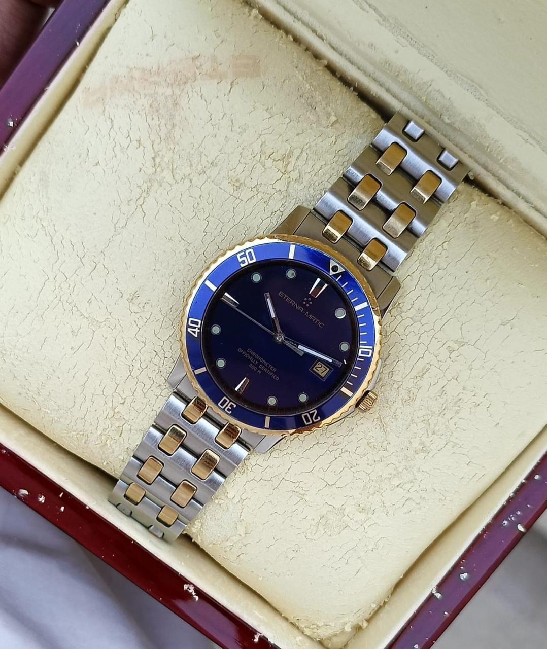 Eterna Matic Kontiki Chronometer Gold & Steel Watch For Sale 10