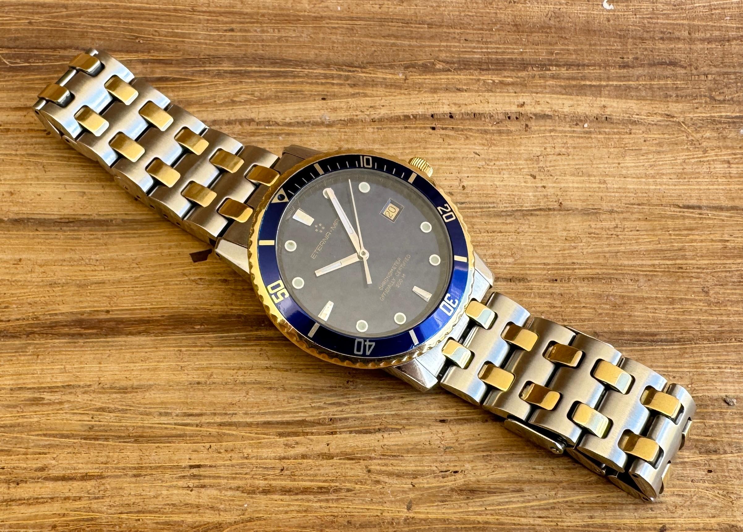 Eterna Matic Kontiki Chronometer Gold & Steel Watch For Sale 4