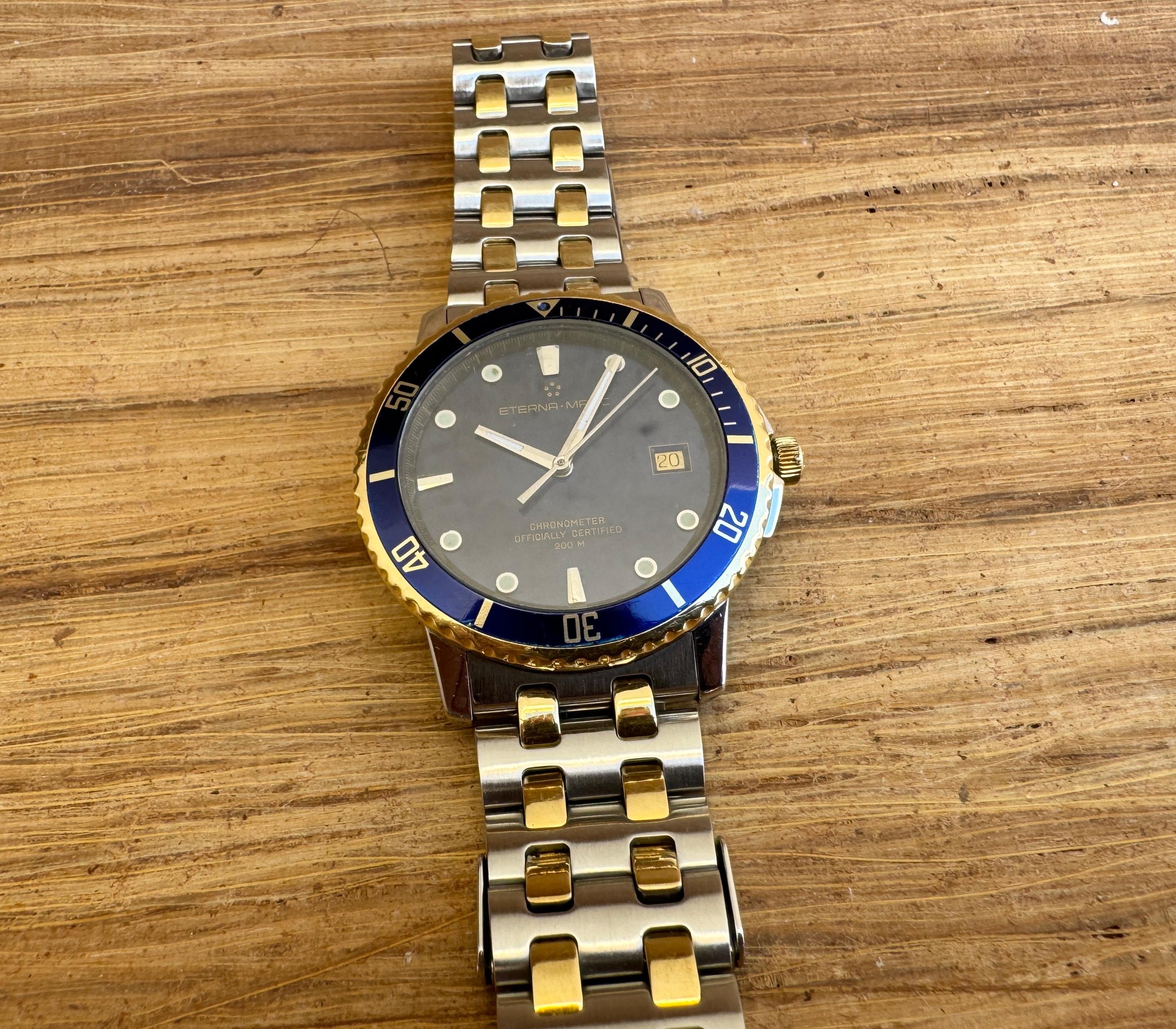 Eterna Matic Kontiki Chronometer Gold & Steel Watch For Sale 5