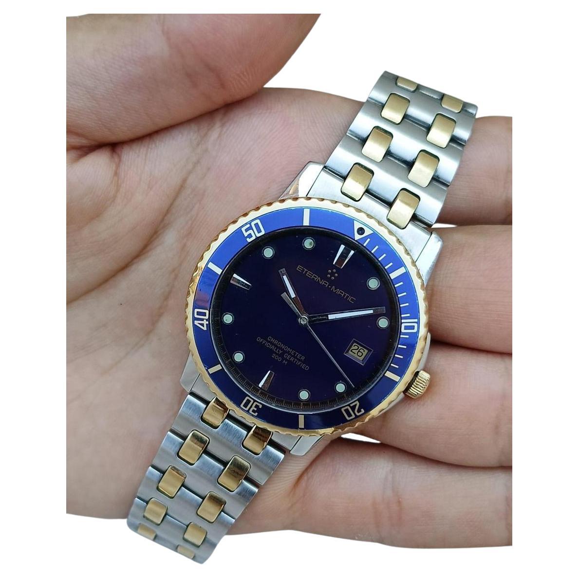 Eterna Matic Kontiki Chronometer-Uhr aus Gold und Stahl