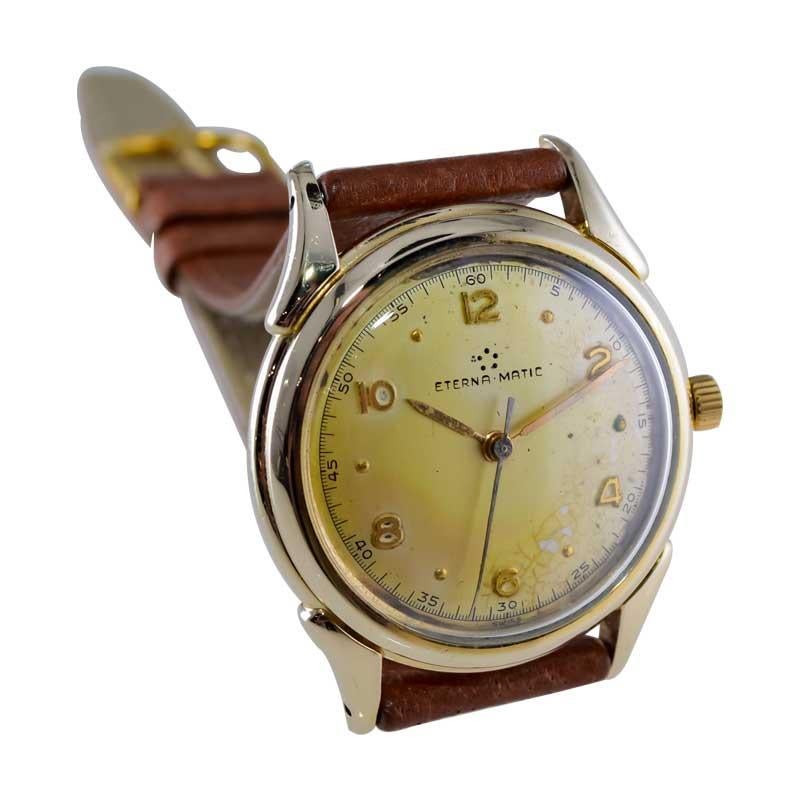 Eterna Matic Yellow Gold Filled Art Deco Watch with Original Dial 1940's or 50's For Sale 3