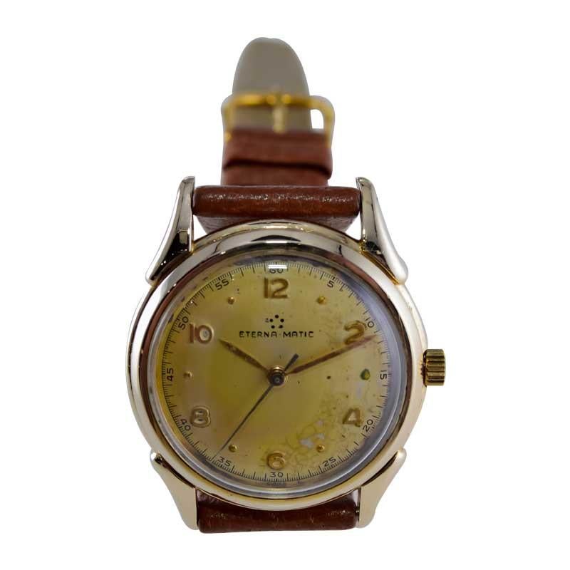 Eterna Matic Yellow Gold Filled Art Deco Watch with Original Dial 1940's or 50's For Sale 4