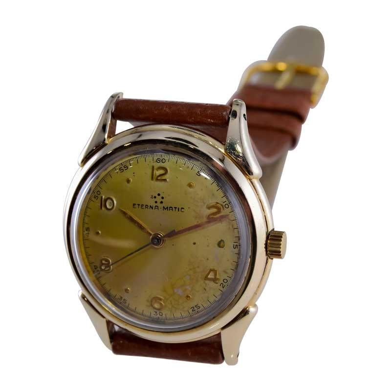 Eterna Matic Yellow Gold Filled Art Deco Watch with Original Dial 1940's or 50's For Sale 5