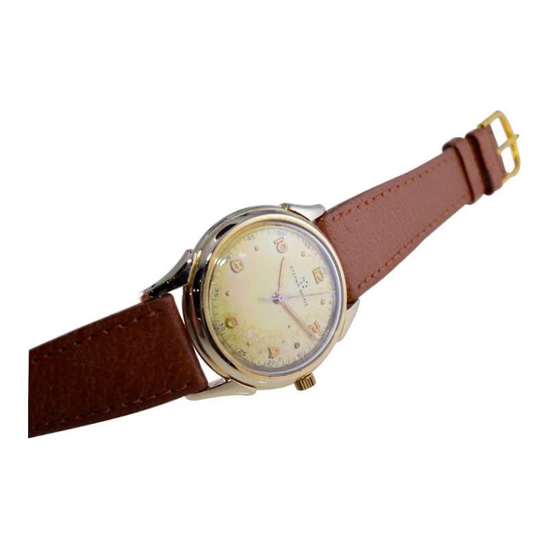 Eterna Matic Yellow Gold Filled Art Deco Watch with Original Dial 1940's or 50's For Sale 7