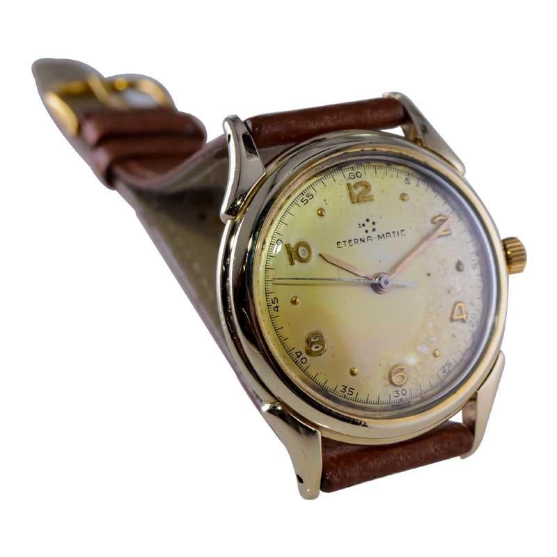 Eterna Matic Yellow Gold Filled Art Deco Watch with Original Dial 1940's or 50's For Sale 1