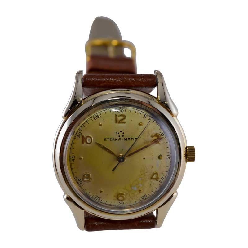 Eterna Matic Yellow Gold Filled Art Deco Watch with Original Dial 1940's or 50's For Sale 2