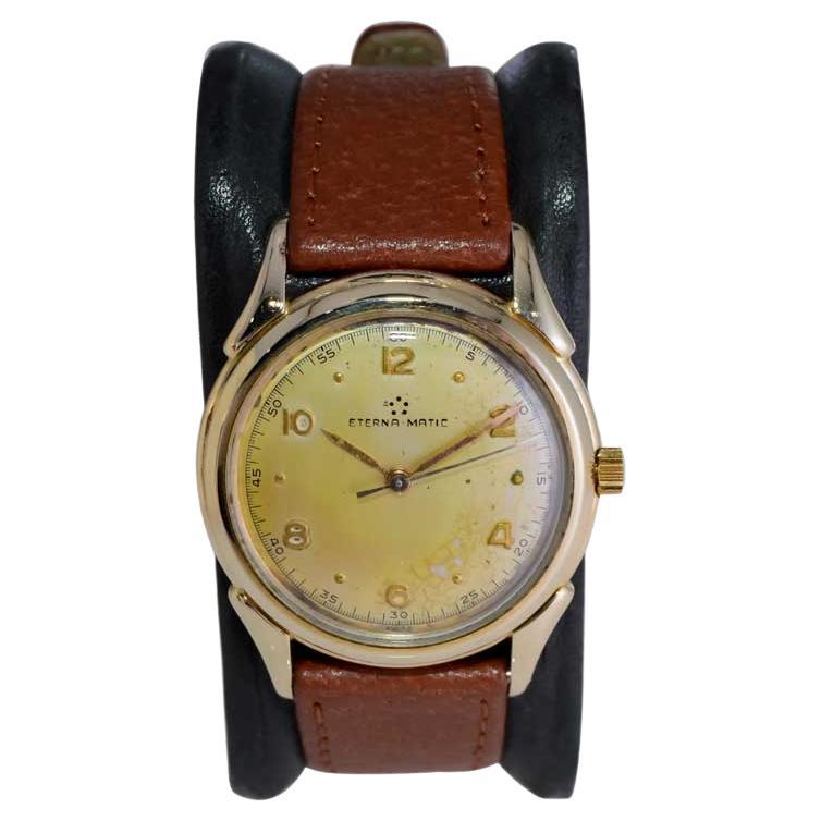 Eterna Matic Yellow Gold Filled Art Deco Watch with Original Dial 1940's or 50's For Sale