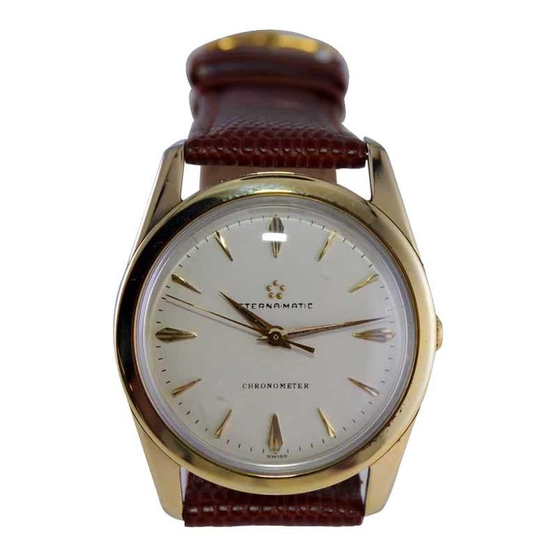 Eterna Matic Yellow Gold Filled Art Deco with Original Dial from 1950's For Sale 3