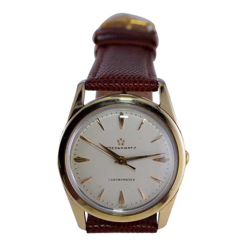 Eterna Matic Yellow Gold Filled Art Deco with Original Dial from 1950's For Sale 4