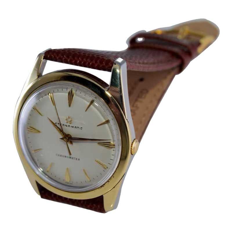 Eterna Matic Yellow Gold Filled Art Deco with Original Dial from 1950's For Sale 5