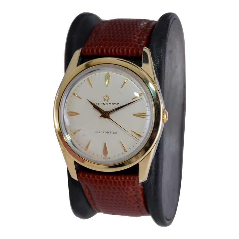 Women's or Men's Eterna Matic Yellow Gold Filled Art Deco with Original Dial from 1950's For Sale