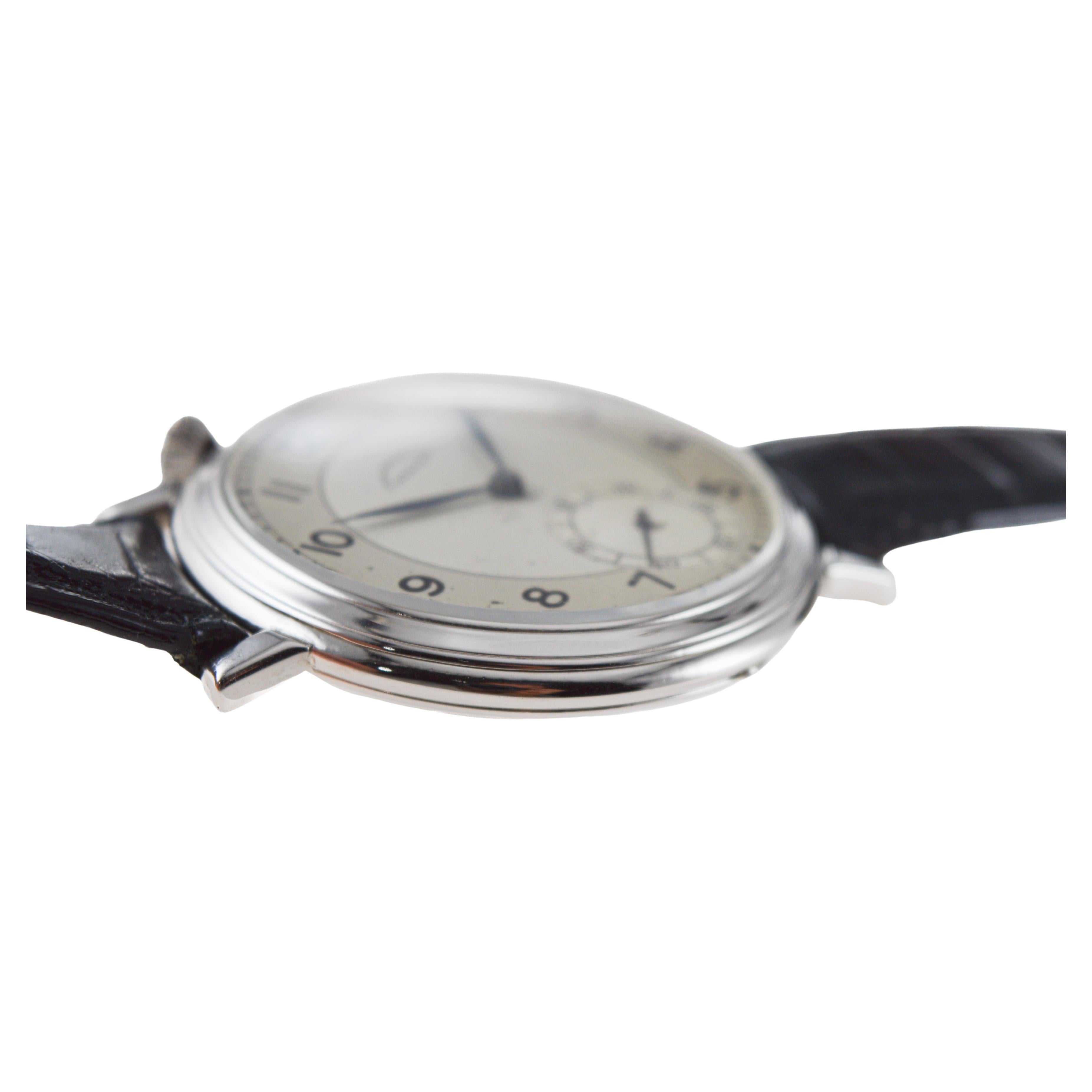 Eterna Stainless Steel Art deco Custom Made Watch For Sale 7