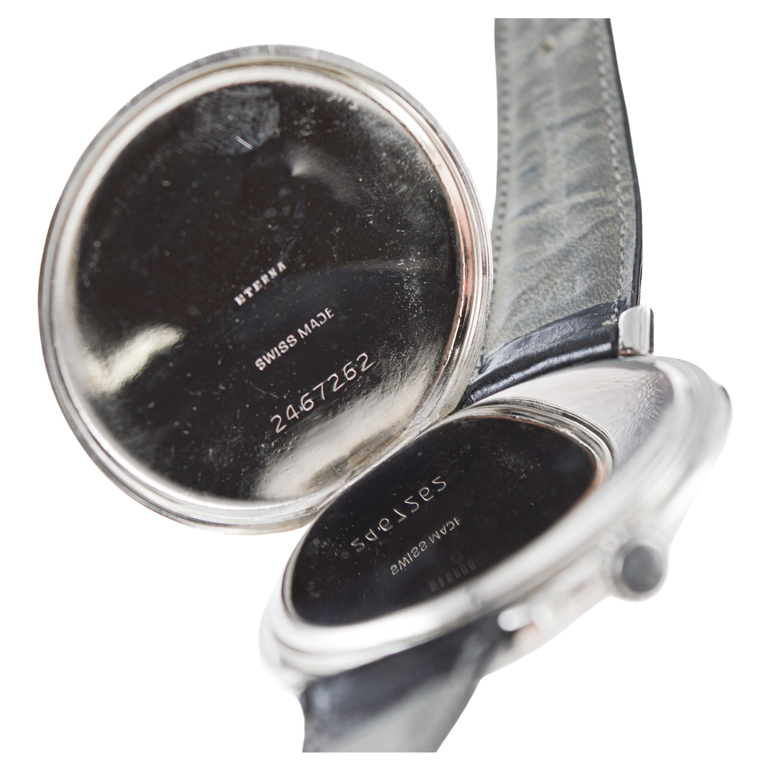 Eterna Stainless Steel Art deco Custom Made Watch For Sale 10