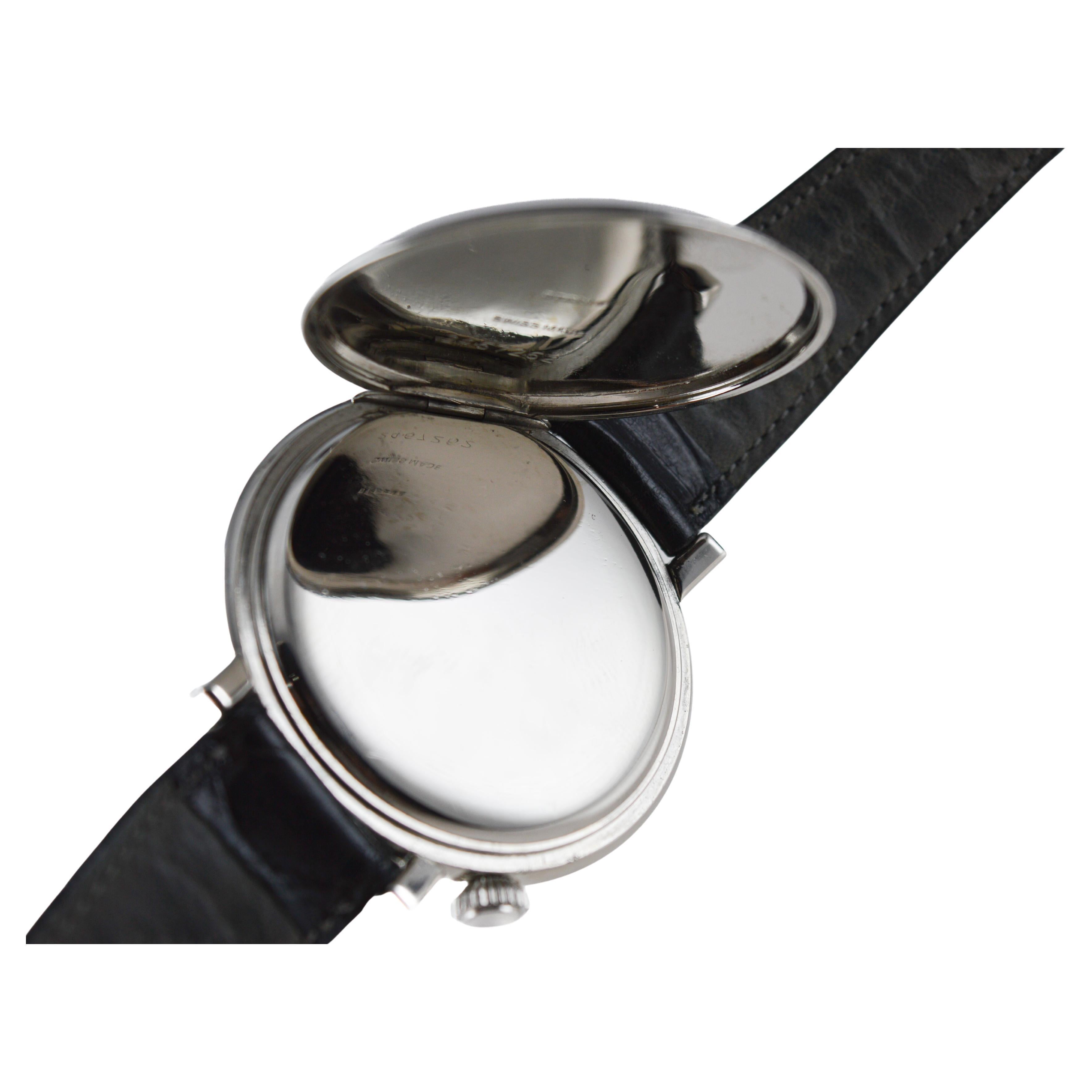 Eterna Stainless Steel Art deco Custom Made Watch For Sale 11