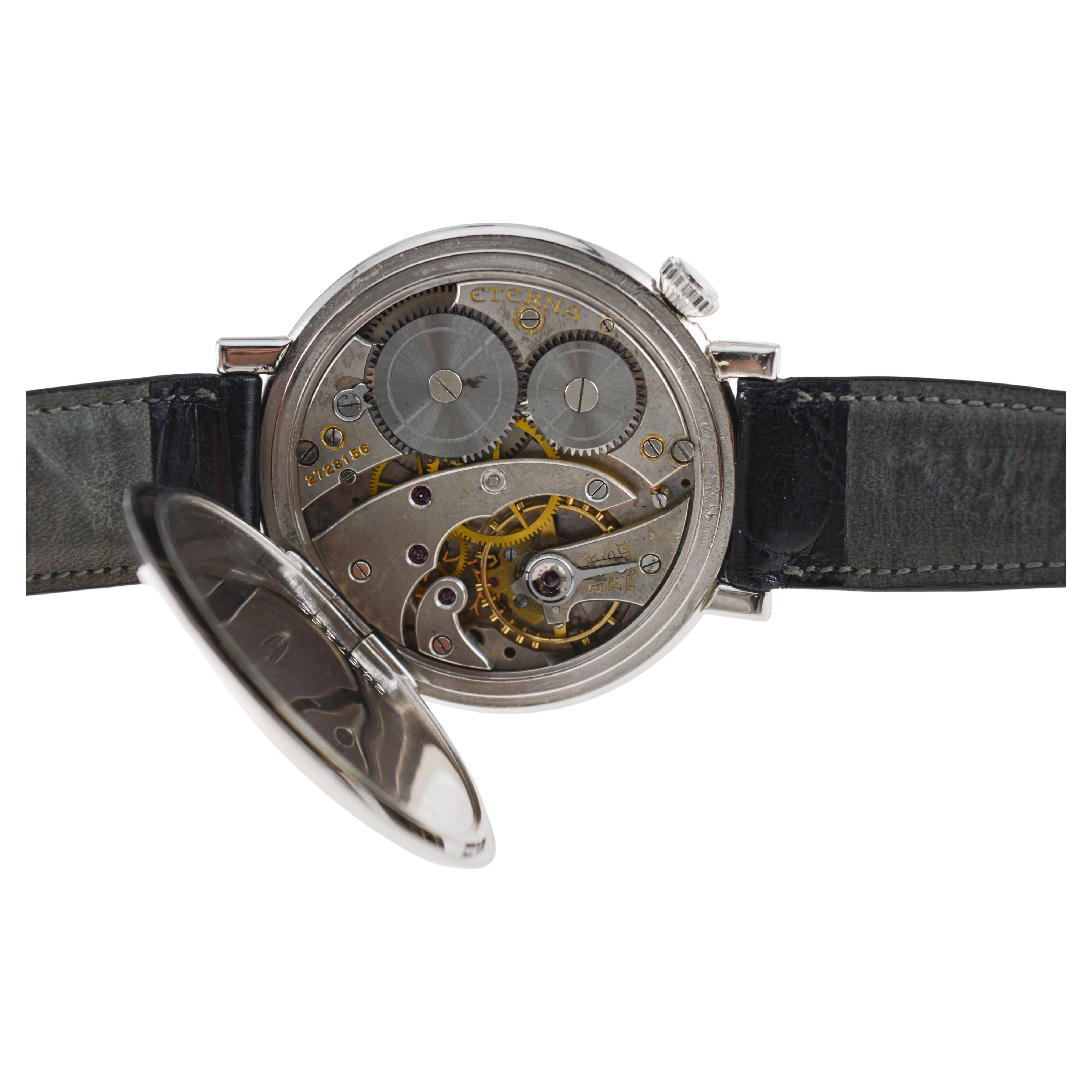 Eterna Stainless Steel Art deco Custom Made Watch For Sale 13