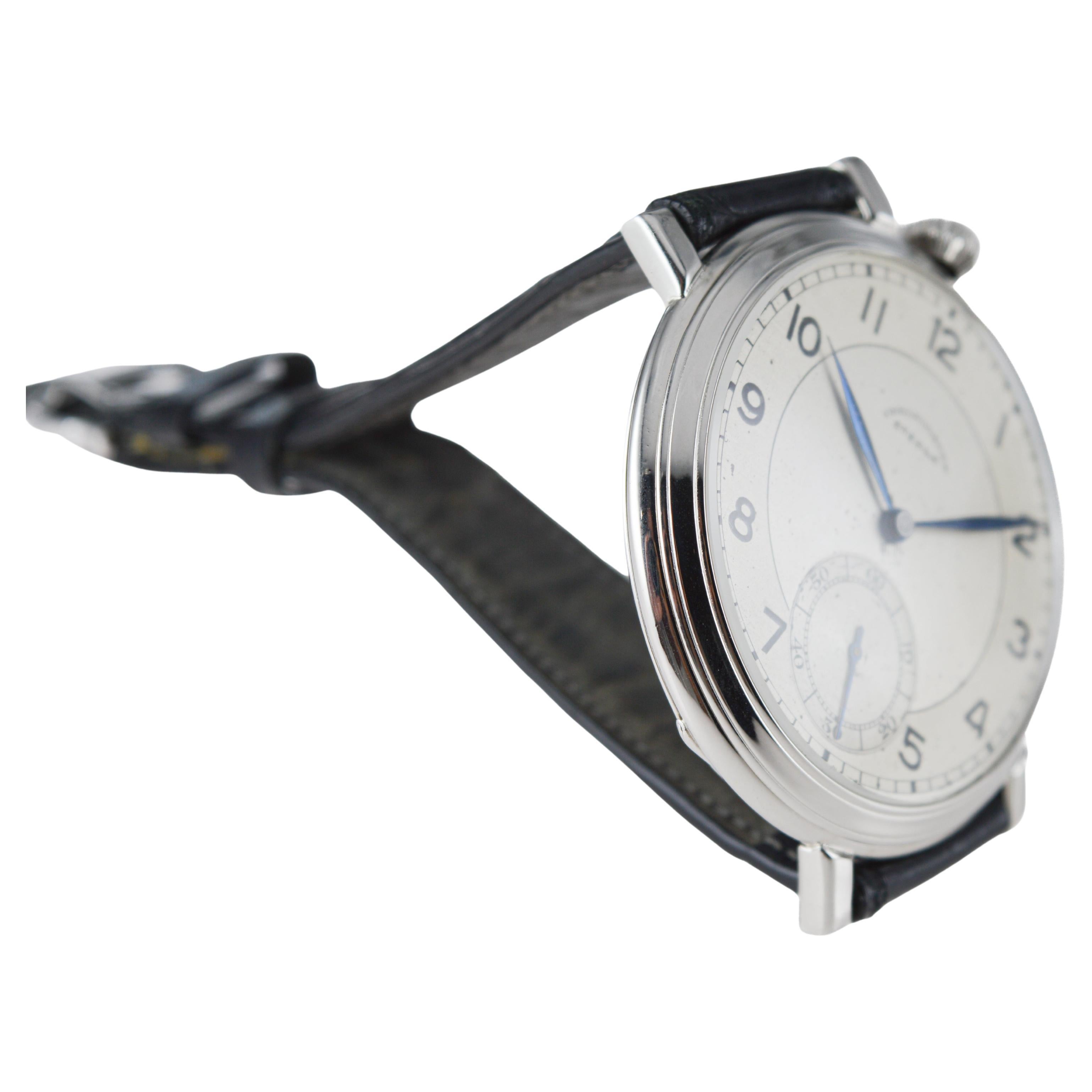 Eterna Stainless Steel Art deco Custom Made Watch For Sale 1