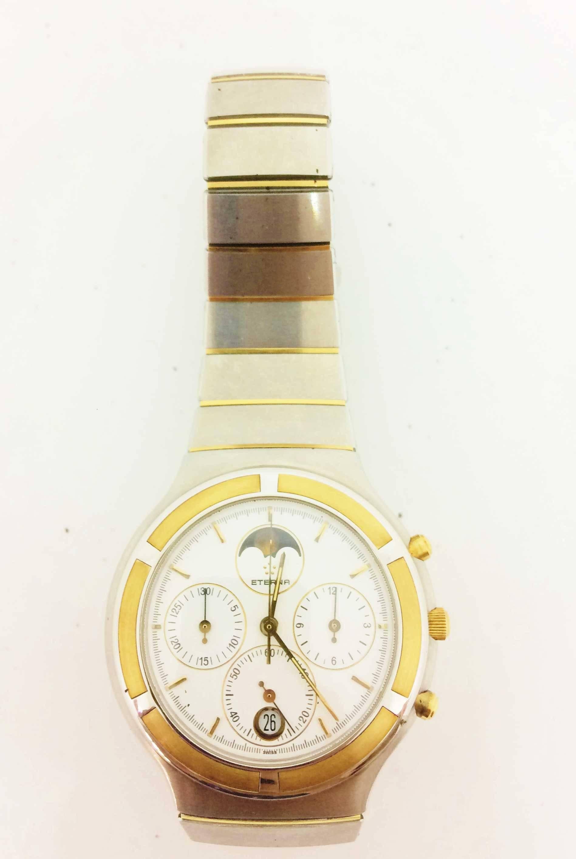 Eterna Gelbgold Edelstahl Airforce Chronometer Quarz-Armbanduhr Herren im Angebot