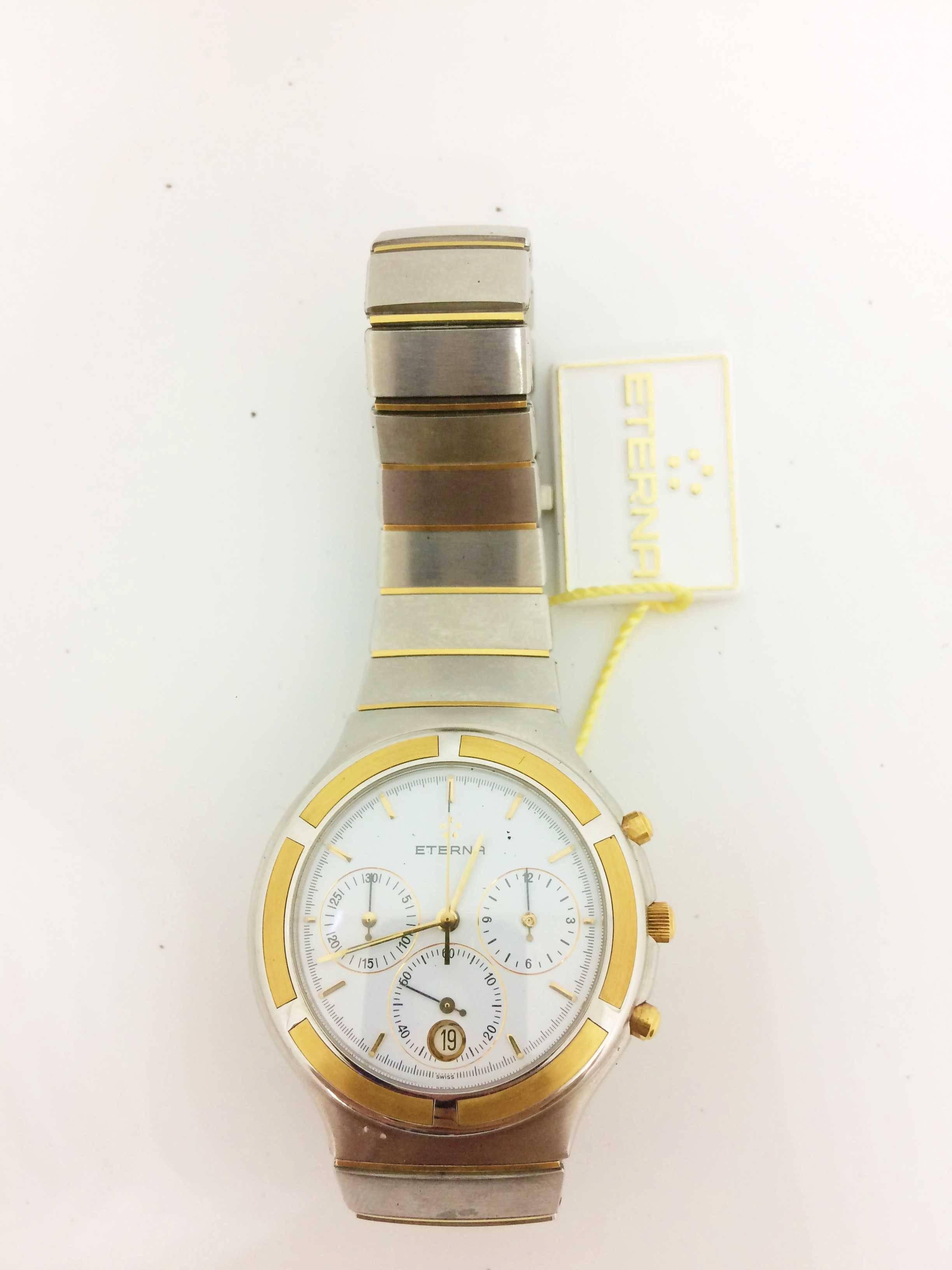 Eterna Gelbgold Edelstahl Airforce Chronometer Quarz-Armbanduhr im Zustand „Neu“ im Angebot in Saint Ouen, FR