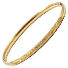 EternaGold 14K Gold Textured and Diamond Cut Bangle, Costa Rica