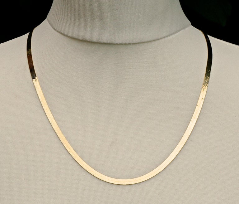 EternaGold Italy 14K Gold Polished Herringbone Link Chain Necklace at ...