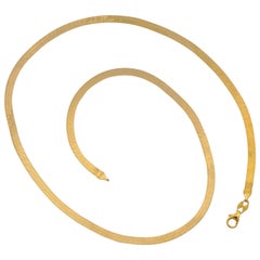 Vintage EternaGold Italy 14K Gold Polished Herringbone Link Chain Necklace
