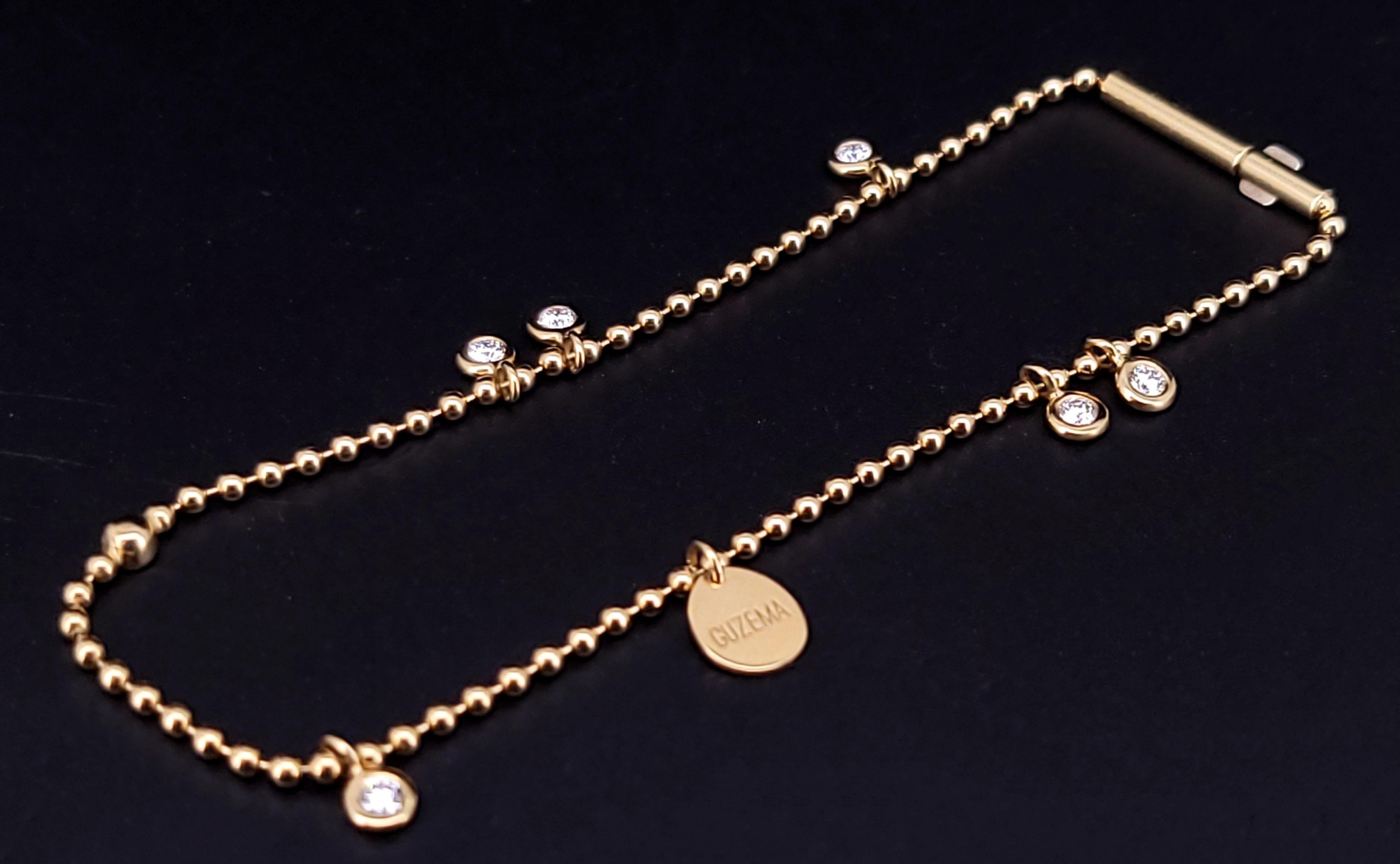 Bracciale eterno con catena a sfere con diamanti e clava in oro giallo In condizioni Nuovo in vendita a New York, NY