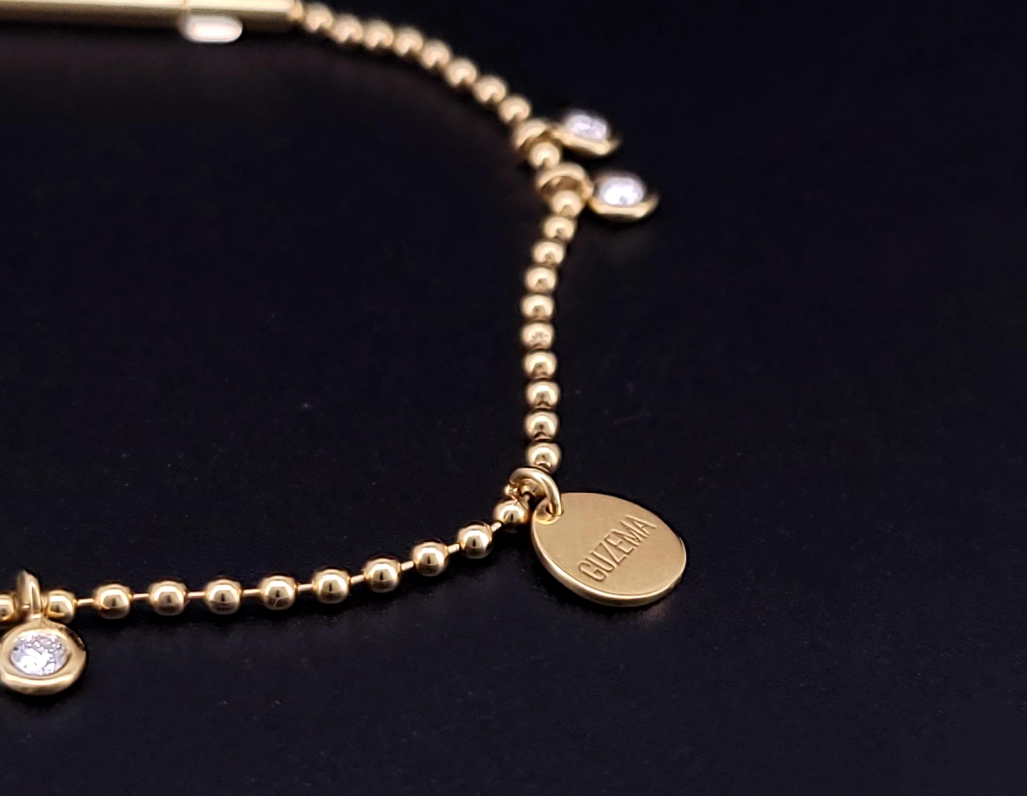 Donna Bracciale eterno con catena a sfere con diamanti e clava in oro giallo in vendita