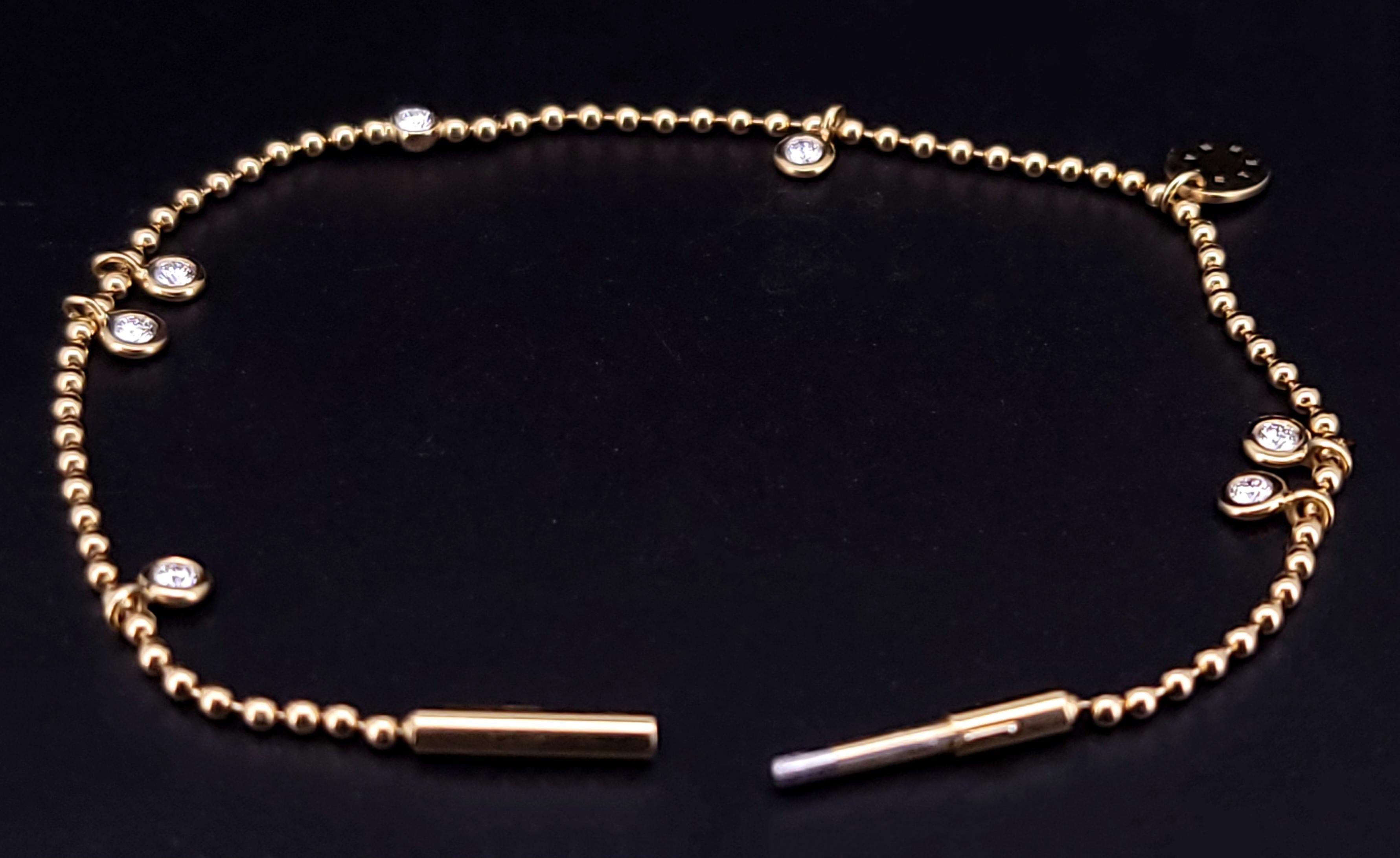 Bracciale eterno con catena a sfere con diamanti e clava in oro giallo in vendita 1