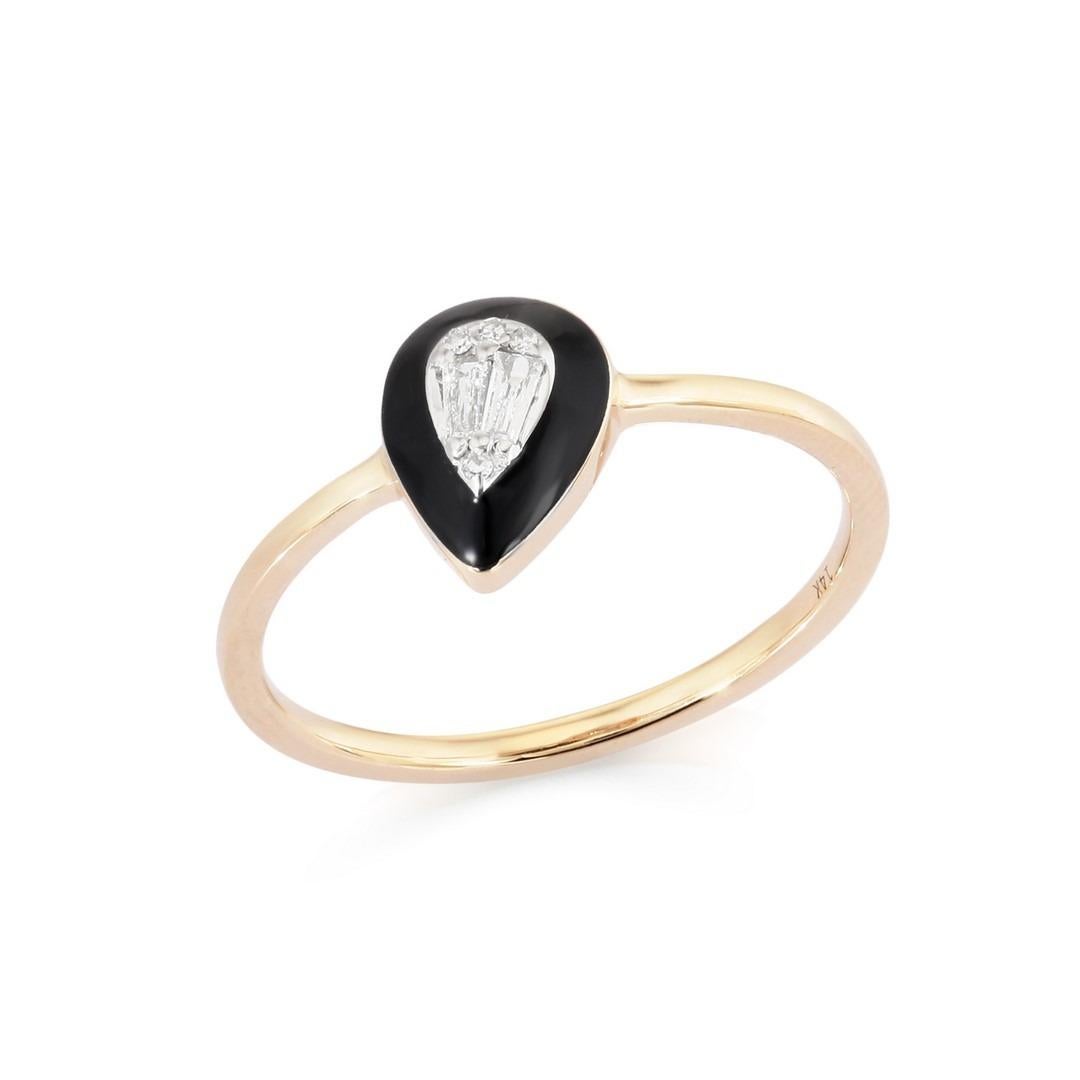 For Sale:  Eternal Black 14K Yellow Gold Enamel Shine Ring 4