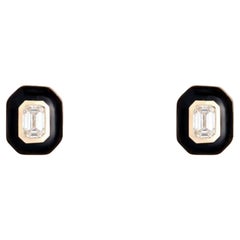 Eternal Black Enamel 14K (oder 18k auf Anfrage) Gelbgold-Ohrstecker