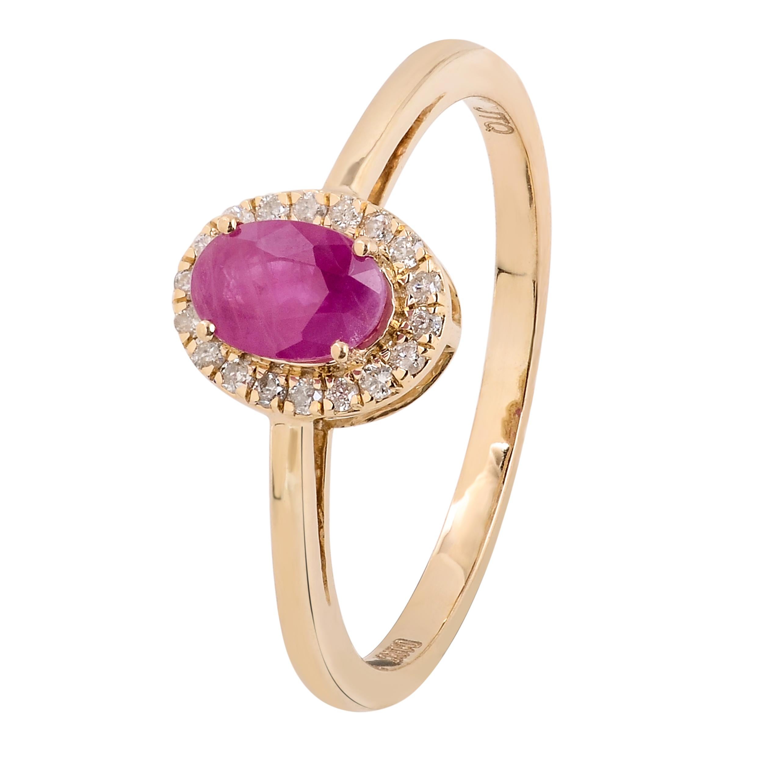 Elegant 14K Ruby & Diamond Cocktail Ring, Size 7 - Statement Jewelry Piece For Sale 1