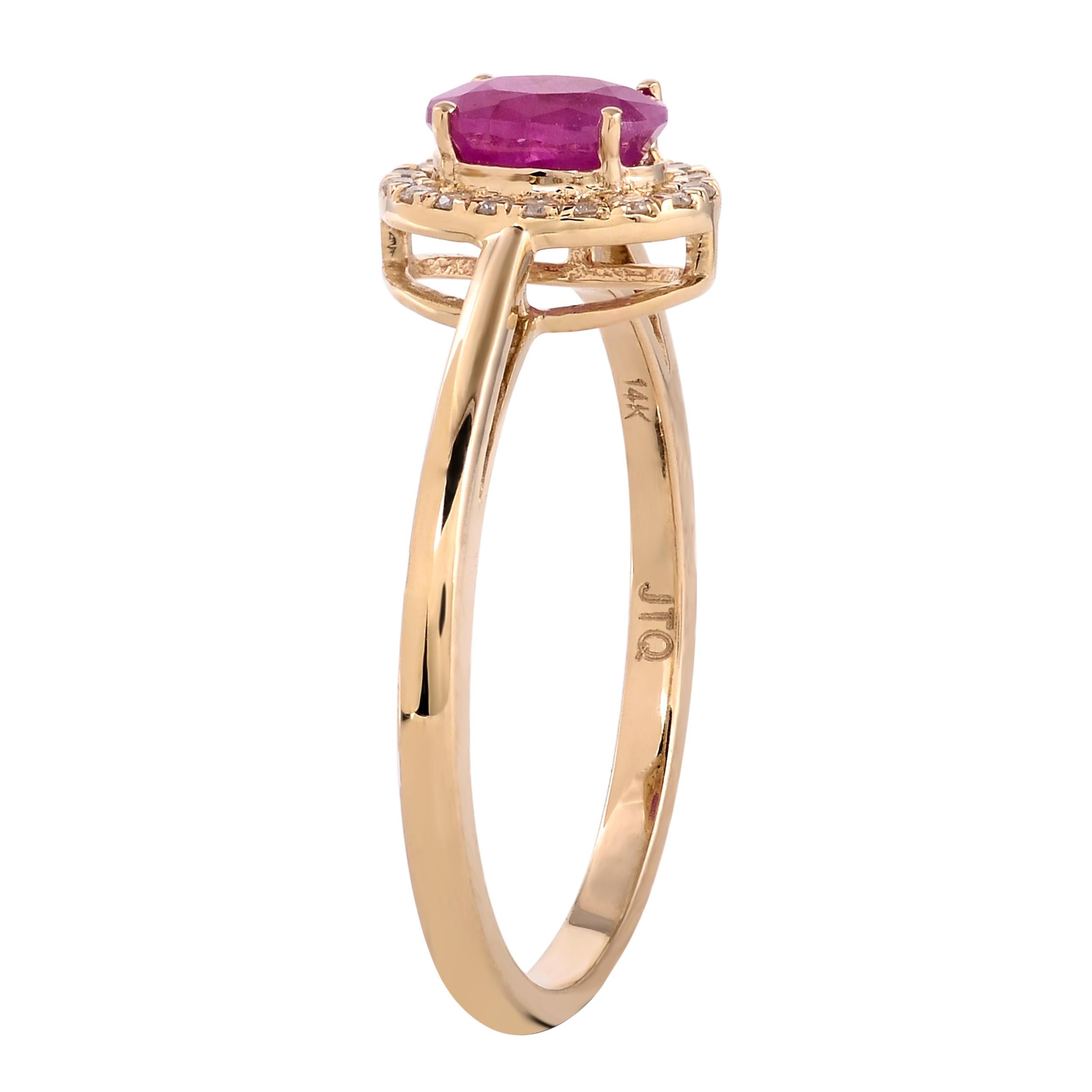Elegant 14K Ruby & Diamond Cocktail Ring, Size 7 - Statement Jewelry Piece For Sale 2