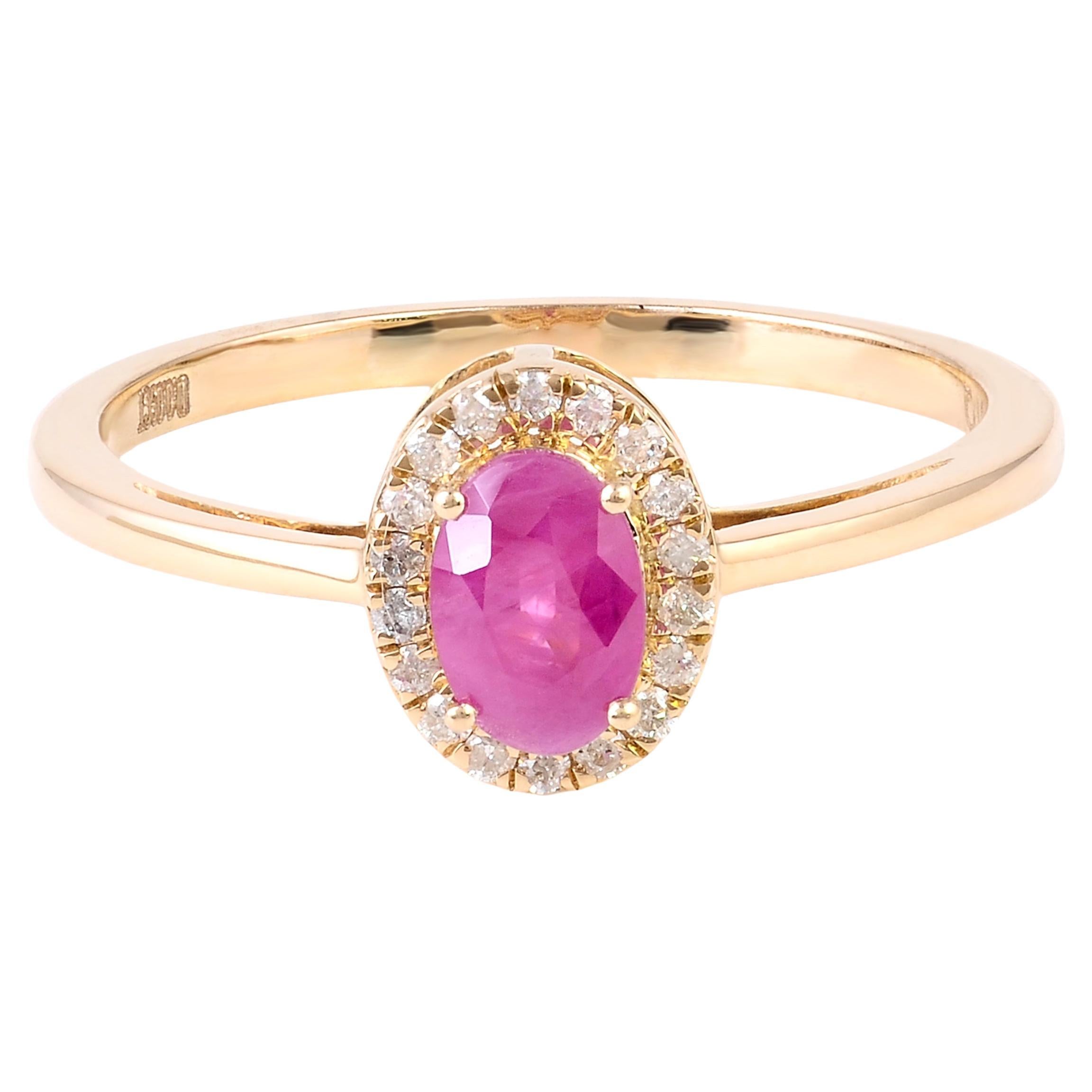Elegant 14K Ruby & Diamond Cocktail Ring, Size 7 - Statement Jewelry Piece For Sale