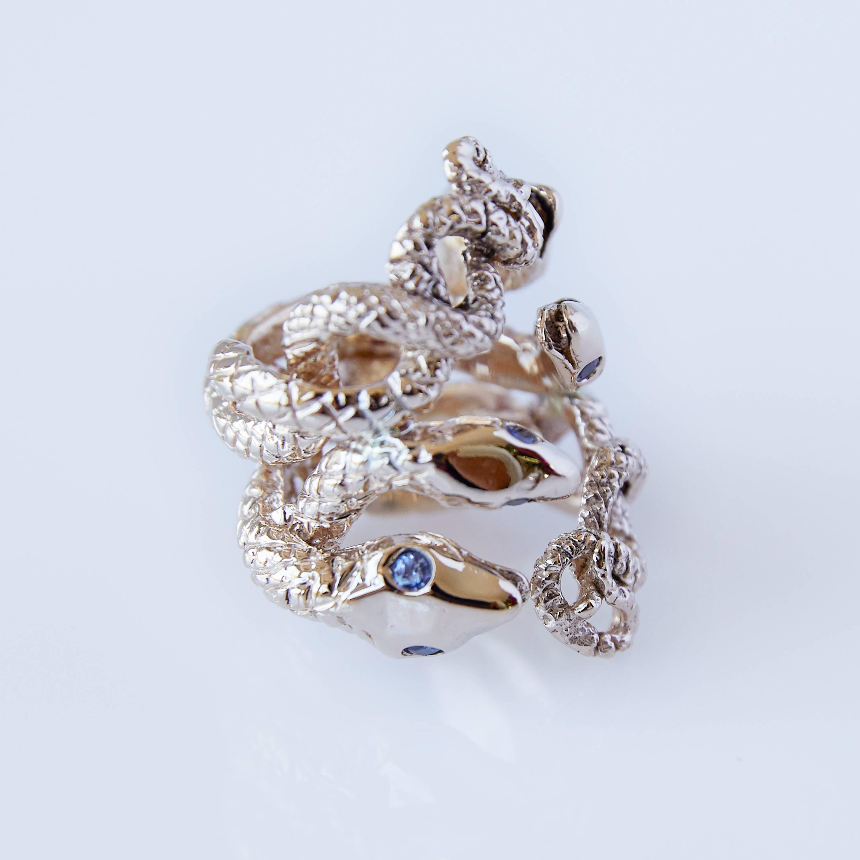 Contemporary Eternal Double Snake Ring Tanzanite Animal jewelry