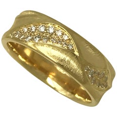 Eternal Dune Band Wedding Ring in 18 Karat Yellow Gold with 0.51 Carat Diamonds