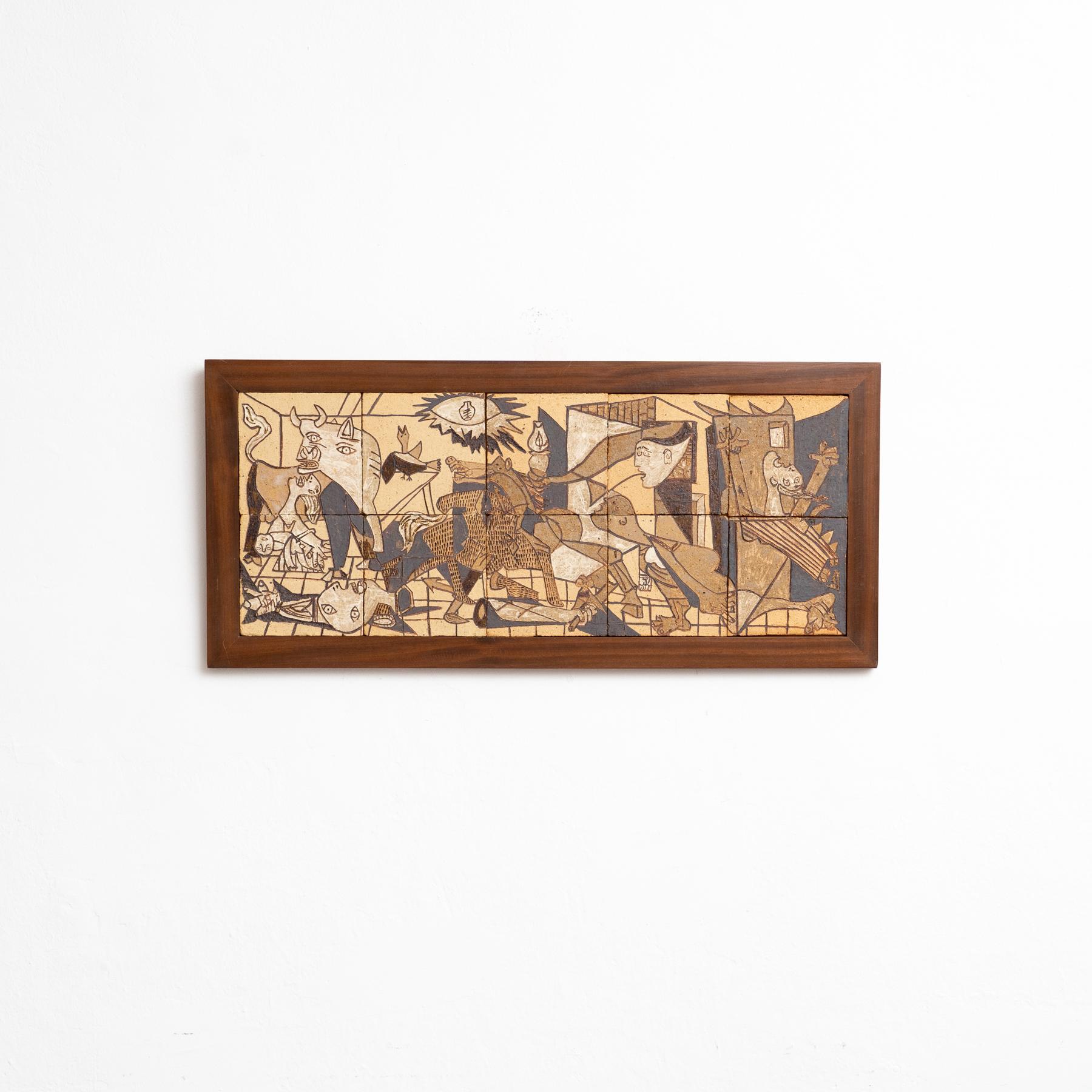 Eternal Echoes: A Ceramic Tribute to Picasso's Guernika, circa 1960

Circa 1960
Spain origin
Framed in wood
Ten ceramic tiles
Earth tones
102.5 cm (W) x 47 cm (H) x 2.5 cm (D)

Step into a realm where history and art converge, where the haunting