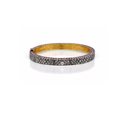 Eternal Fire 1 25K Gold and Fine Silver Bracelet with Rubies, Champagne Diamonds