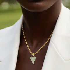 Eternal Flame 14K (or 18k upon request) Yellow Gold Pave Heart Necklace