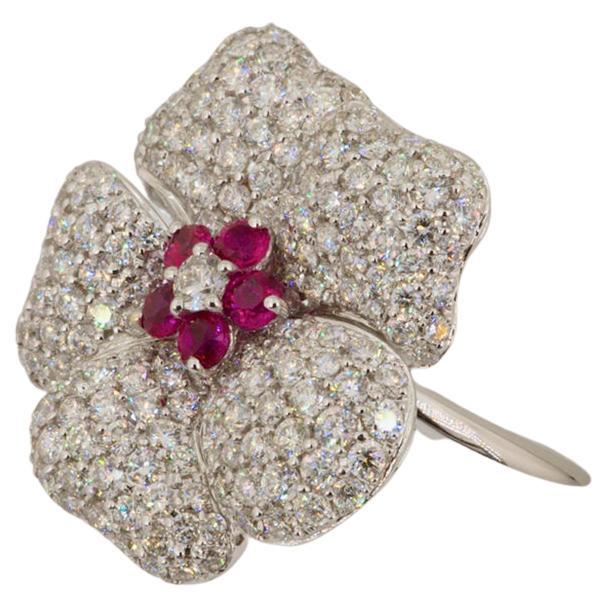 18K  White Gold
2.43 Carat Diamond (Round)
0.49 Carat Ruby
Eternal Flower ring is designed by Olympus Art artists as a unique art piece. It's one of kind and represents a forever gift preseted to the Loved One.
An immortal flower symbolises