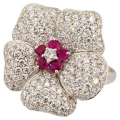 Bague fleur éthérée, art olympique de service, diamant de 2,43 carats, cadeau pour toujours