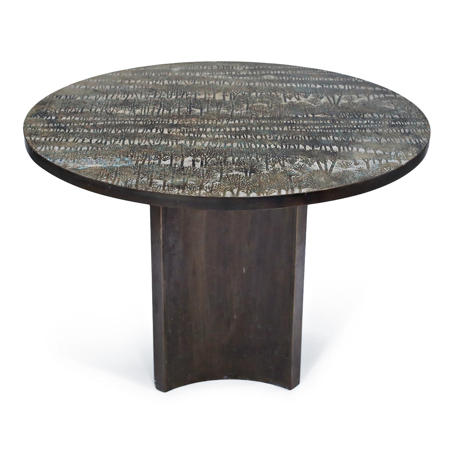 American Eternal Forest Bronze Dining Table by Philip and Kelvin LaVerne, circa 1965