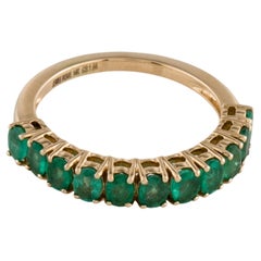 Exquise bague à anneau en émeraude 14 carats - Taille 8,75 - Luxueux bijou de pierres précieuses vertes