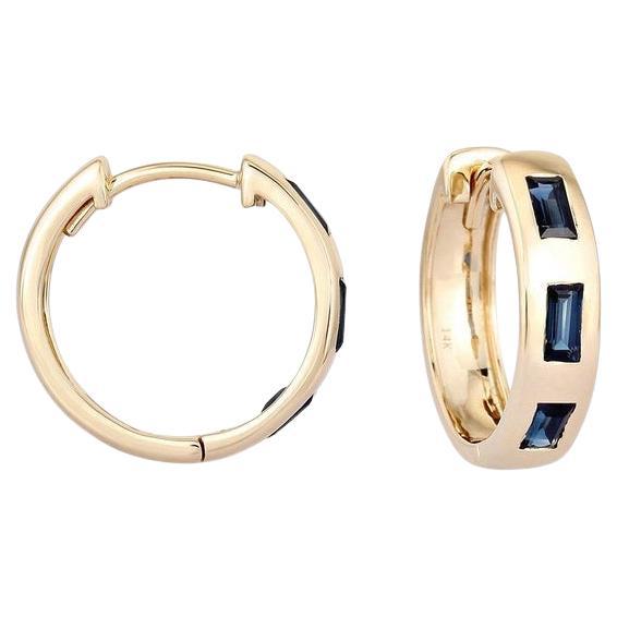 Eternal Gemstone 14K Yellow Gold Huggies Earrings For Sale