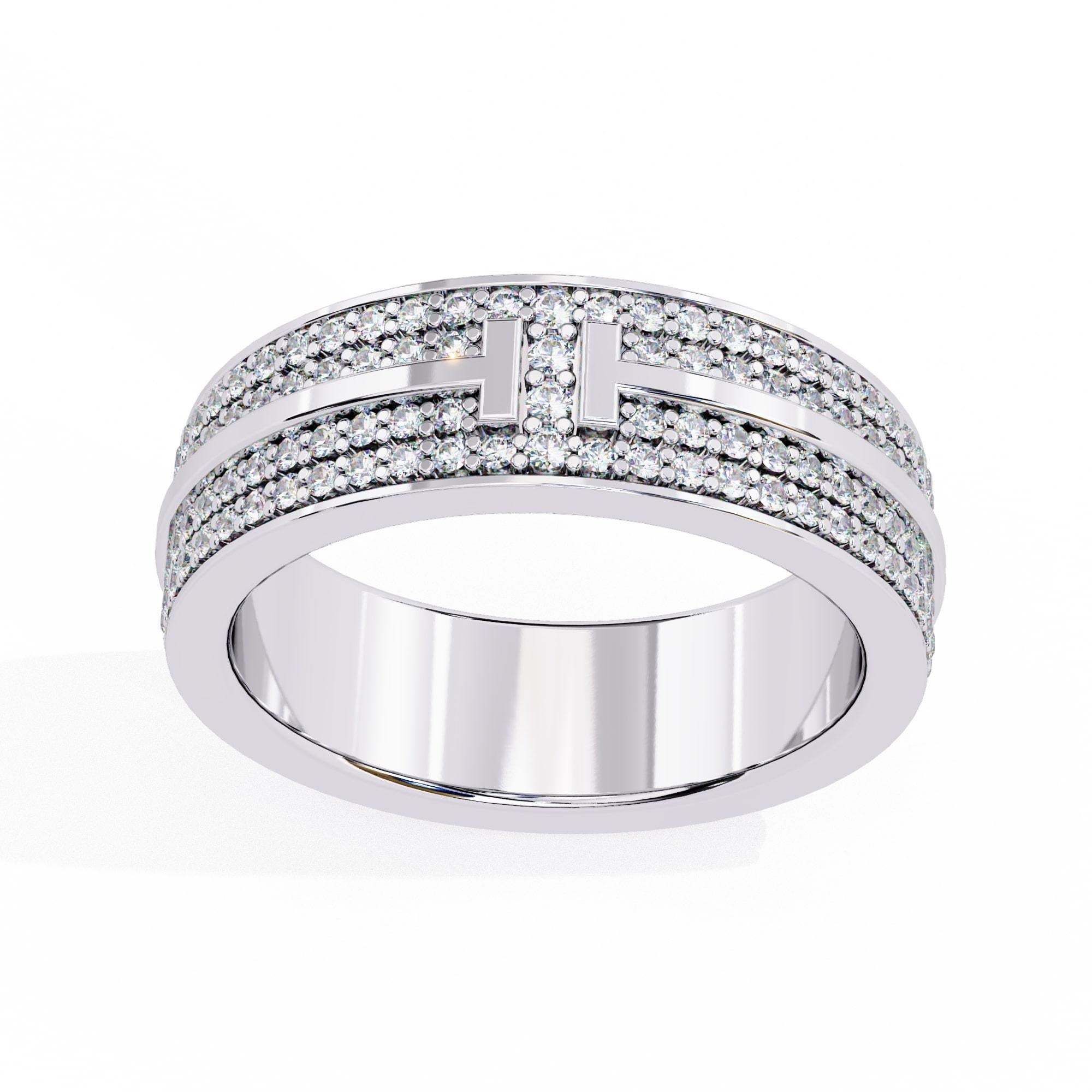 Taglio rotondo Fascia con diamanti Eternal Grace in oro bianco 14KT in vendita