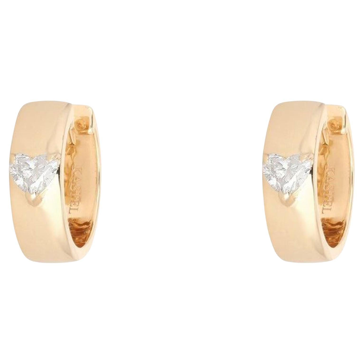 0.37ct Diamond 14K Yellow Gold Heart Huggie Earrings