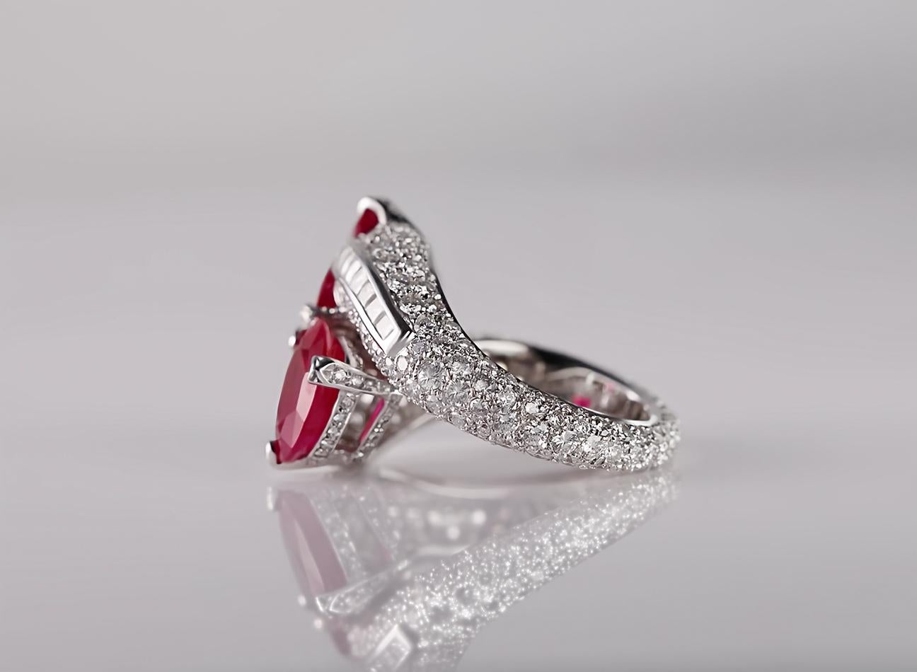 Contemporary Eternal Love: 18ct Gold with Heart Burmese Rubies & Diamonds For Sale