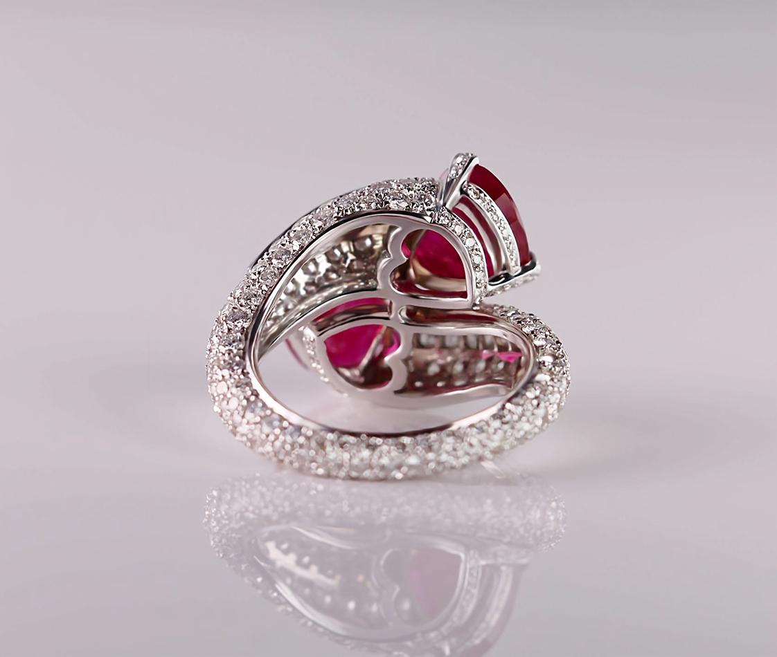 Heart Cut Eternal Love: 18ct Gold with Heart Burmese Rubies & Diamonds For Sale